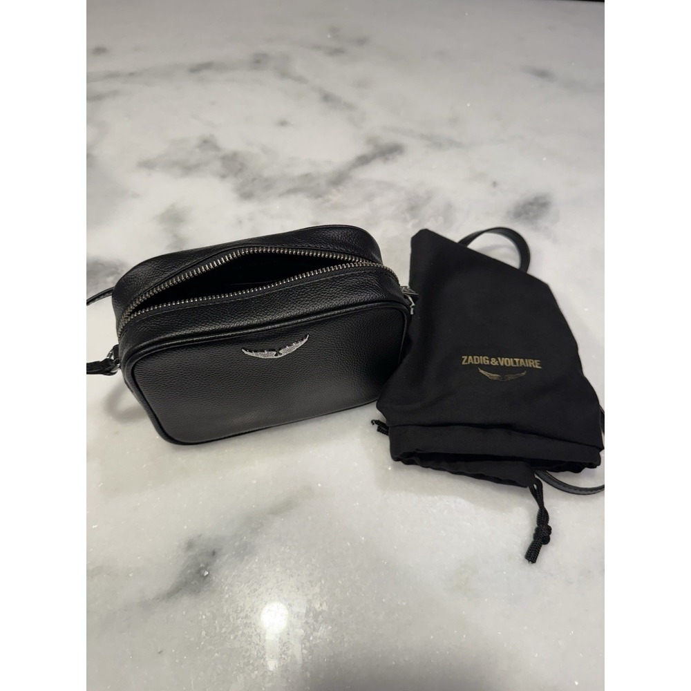 Zadig & Voltaire XS Boxy Wings Bag Women Unique Noir Black Grained Leather New